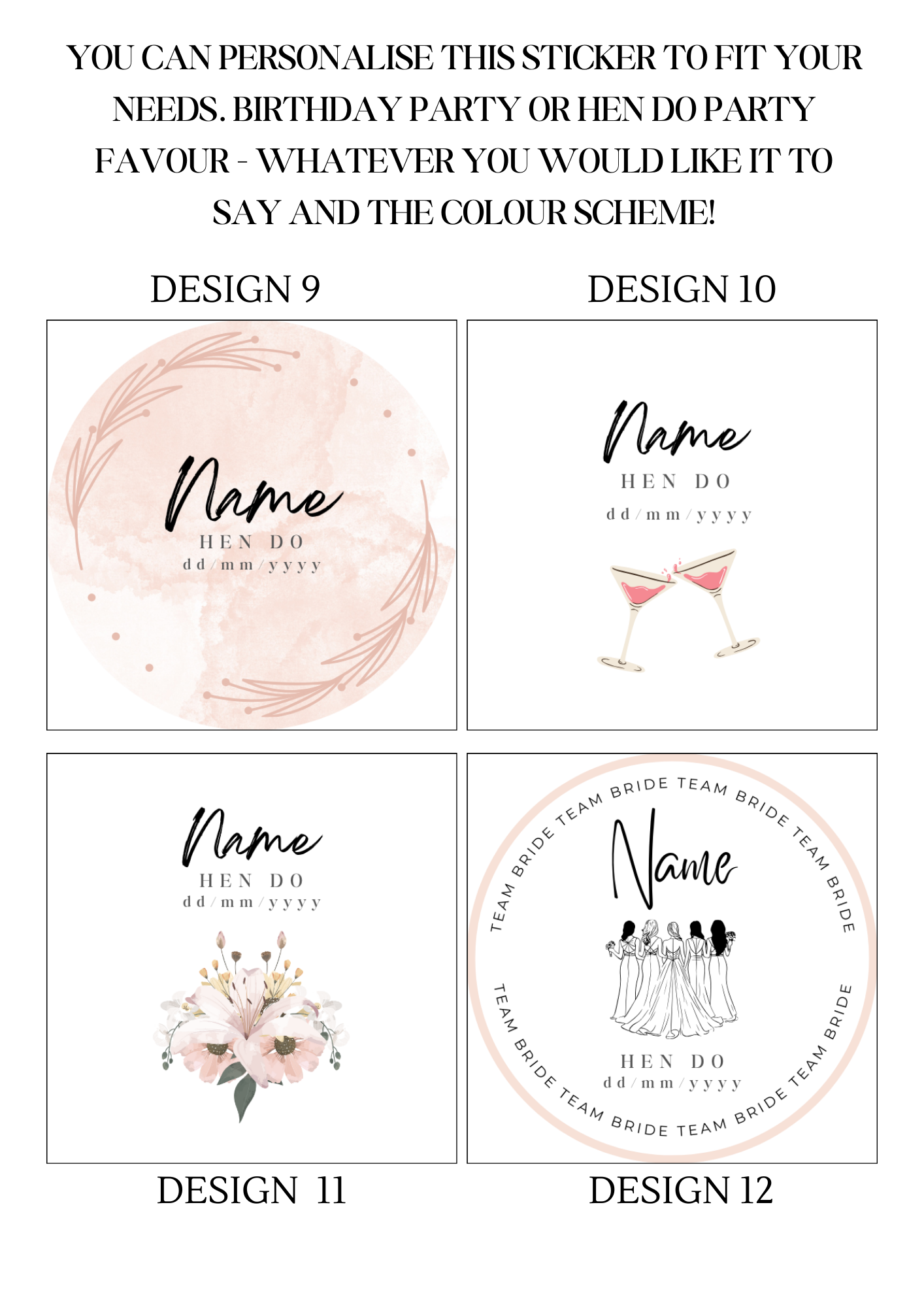 Hen Do / Birthday Party Cocktail Inspired Favours